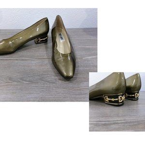 Vintage Piero Amore Patent Leather Horsebit Low Heel Shoes Bronze Shimmer 8.5